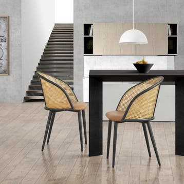 [en.casa] Eetkamerstoel Gagnef set van 2 bruin en zwart 82x5, Huis en Inrichting, Stoelen, Verzenden, Nieuw