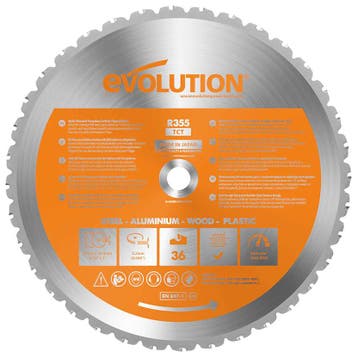Zaagblad Evolution 355mm multipurpose metaal/alu/hout, Verzenden, Nieuw