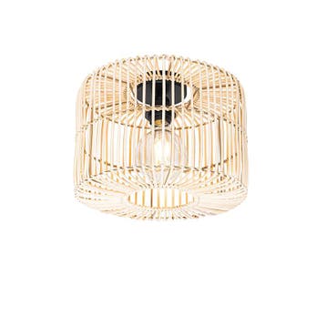 Oosterse plafondlamp zwart met rotan - Maud, Verzenden, Nieuw