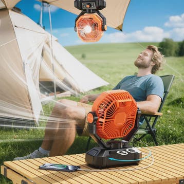 Draagbare 20000mAh Camping Ventilator met LED Lamp, Afstands, Caravans en Kamperen, Verzenden, Nieuw