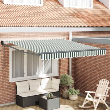 vidaXL Markies Groen en Wit 350 x 250 cm Polyester en Metaal, Tuin en Terras, Zonneschermen, Verzenden, Nieuw