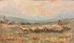 Tinuccia Vastapane (XIX-XX) - Pastorella con greggi, Antiek en Kunst