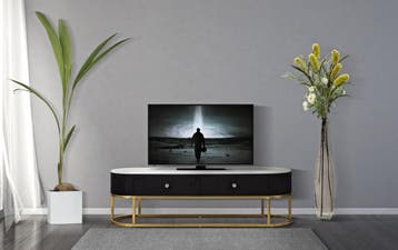 TV HOUDER MONTPELLIER ZWART CM 150X42X45, Ophalen of Verzenden, Nieuw