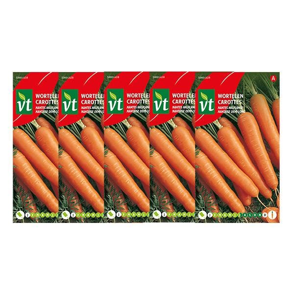 Wortelzaad | VT | 5 stuks (Nantes halflange), Tuin en Terras, Bloembollen en Zaden, Verzenden