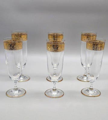 C.R.E. Art Italia - Drinkservies (6) - 24 kt goud -