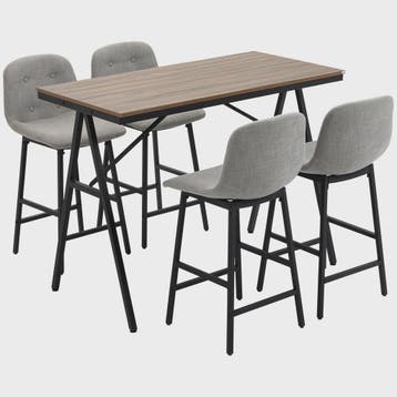 Grijze Bartafel Set met 4 Gestoffeerde Krukken - Stijlvol en, Verzenden, Nieuw