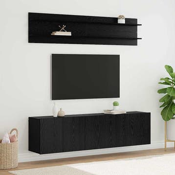 vidaXL TV Eenheden 6 st Zwart eiken Bewerkt hout, Minder dan 50 cm, Verzenden, Nieuw, Minder dan 100 cm