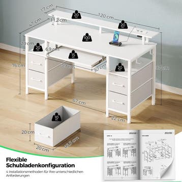 Rolanstar Bureau met laden, 120 x 47 cm, gamingtafel met sto, Verzenden, Zo goed als nieuw