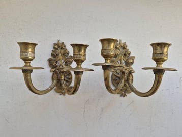 Wandkandelaar (2) - Verguld brons