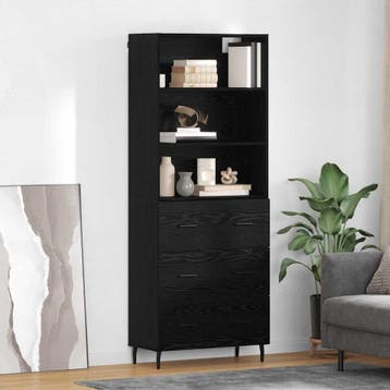 vidaXL buffetkast 2 st Zwart Eiken 69,5 x 34 x 180 cm, Minder dan 50 cm, Verzenden, Nieuw, Minder dan 100 cm