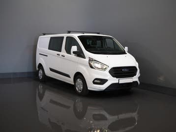 Ford Transit Custom 2.0 TDCI L2 Trend DC Dubbel Cabine Stoel, Stof, Gebruikt, Euro 6, Wit
