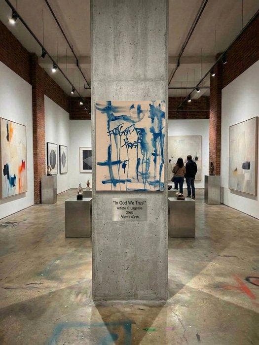 Karl Lagasse - In God We Trust, Antiek en Kunst, Kunst | Schilderijen | Modern