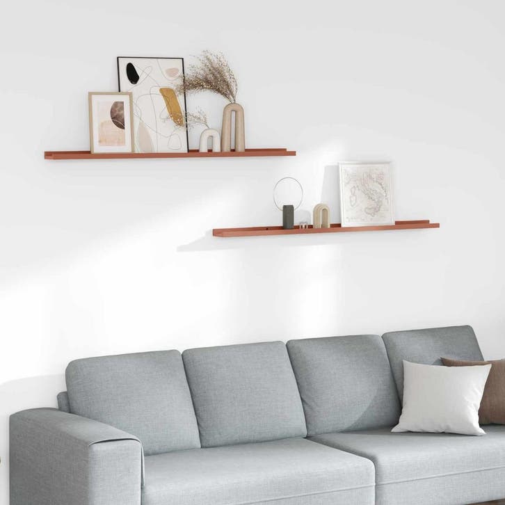 vidaXL Wandplank met plank 2 pcs Rood 115 x 9 x 3 cm Bewerkt, Huis en Inrichting, Woonaccessoires | Wandplanken en Boekenplanken