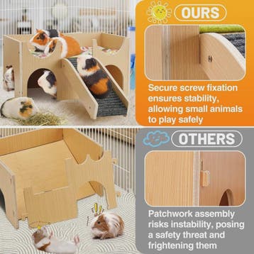 Stevig Houten Speelhuis voor Cavia's - Meerdere Niveaus met, Verzenden, Nieuw