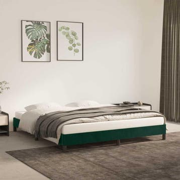 vidaXL Bedframe zonder matras 160x200 cm fluweel donkergroen, Verzenden, 200 cm, Stof, 160 cm