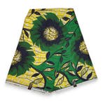 Afrikaanse wax print stof - Groen Geel Tropical Bloom - Poly, Ophalen of Verzenden, Nieuw