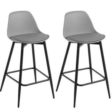 Set van 2 Hoge Barkrukken Fluweel/PP met Rugleuningen Voetst, Huis en Inrichting, Barkrukken, Verzenden, Nieuw