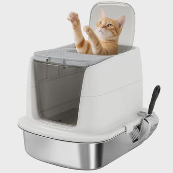 Pawhut Luxe RVS Kattenbak met Klepdeksel, Metalen Schep & Ge, Dieren en Toebehoren, Verzenden, Nieuw
