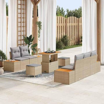 vidaXL Tuin Sofa Set 8 st 7-Aantal zitplaatsen Beige en, Verzenden, Nieuw, 8 zitplaatsen