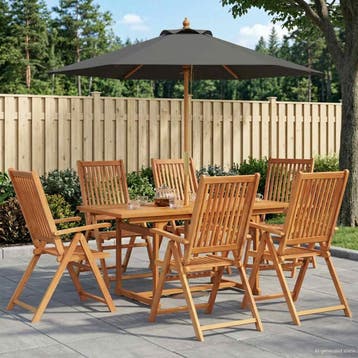 vidaXL Buiten Eetset met Parasol 8 st 6-zits Anthraciet en, Verzenden, Nieuw, 8 zitplaatsen