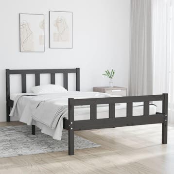 vidaXL Bedframe massief hout grijs 100x200 cm, 100 cm, Eenpersoons, Verzenden, Nieuw
