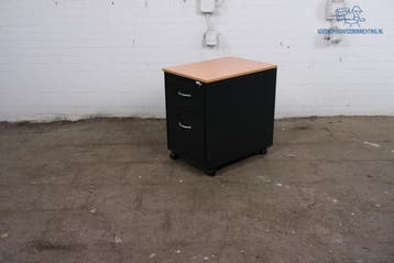 Gispen ladeblok zwart beuken 2 lades 63x43x60 cm, Verzenden, Gebruikt