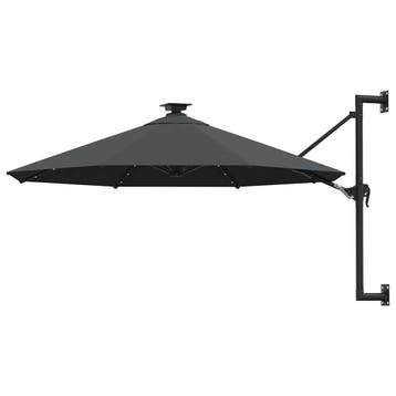 vidaXL Wandparasol met LEDs 300 cm antracietkleurig, Verzenden, Nieuw, 3 tot 4 meter, Muurparasol