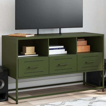 vidaXL Tv-meubel 100,5x39x60,5 cm staal olijfgroen, Minder dan 50 cm, Verzenden, 75 cm of meer, Nieuw