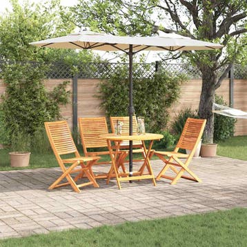 vidaXL Tuin eettafelset 5 st Bruin Massief Acaciahout, Verzenden, Nieuw, 5 zitplaatsen