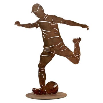 Voetballer met bal | Decoratiefiguur van metaal roest |, Verzenden, Nieuw