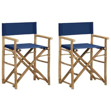 vidaXL Regisseursstoelen 2 st inklapbaar blauw bamboe en, Verzenden, Nieuw, Hout