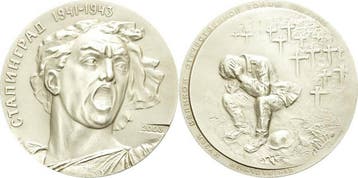 Verzilverte Bronzegußmedaille 2003 Russland-russische Foe.., Verzenden