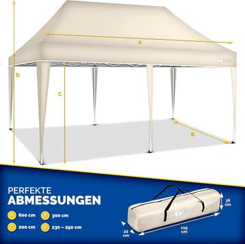 Partytent - Opvouwbaar - 3x6m - Paviljoen - Easy up - Beige, Tuin en Terras, Verzenden, Zo goed als nieuw