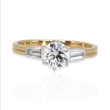 Ring - 18 karaat Witgoud, Geel goud - 0.89ct. tw. Diamant, Nieuw
