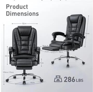 Ergonomische Directiestoel met Voetensteun PU-leer, Verzenden, Nieuw
