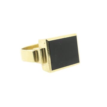 Gouden zegelring met onyx, Sieraden, Tassen en Uiterlijk, Ringen, Gebruikt, 20 of groter, Heer, Ophalen of Verzenden