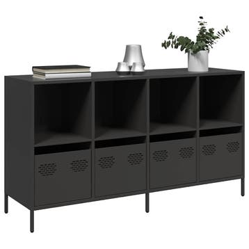 vidaXL Dressoir 135x39x73,5 cm koudgewalst staal zwart, Huis en Inrichting, Kasten | Dressoirs, Verzenden, Nieuw, Metaal