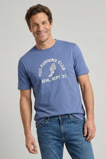 2dekans | T-shirt met McGregor Vintage-print, Blauw - Heren, Kleding | Heren, T-shirts, Overige maten, Ophalen of Verzenden, Zo goed als nieuw