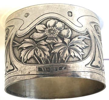 Alphonse Debain - Servetring - Zilver - Massief 950, 47 g,, Antiek en Kunst