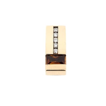 Gouden hanger met diamant en citrien. (Hanger of bedel), Ophalen of Verzenden, Gebruikt, Goud, Overige merken