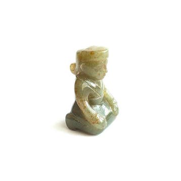Oud-Chinees Hard Stone XS Biddende Menselijke Kralenbeeld