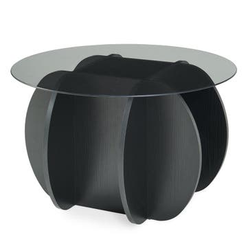 Salontafel Karhuvandi rond glas Ø70x40 cm zwart en grijs [en, Verzenden, Nieuw