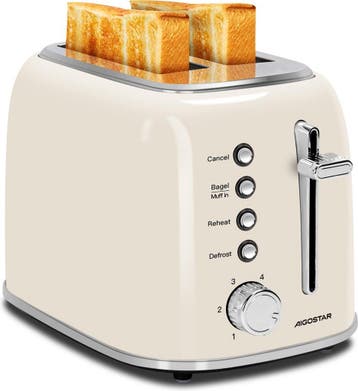 Broodrooster - Toaster - 2 sleuven - 800W - Beige - Aigostar, Verzenden, Zo goed als nieuw
