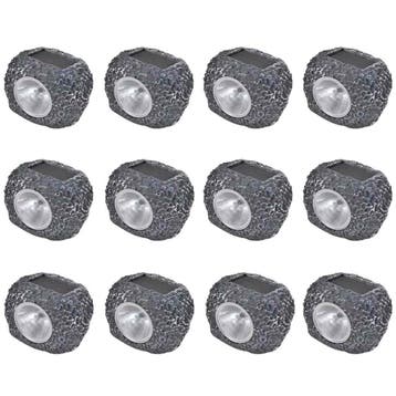 vidaXL Outdoor Spotlight solar LED 12 st steenvormig, Verzenden, Nieuw, Kunststof, Zonne-energie
