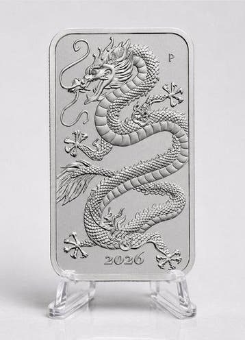 Australië. 1 Dollar 2026 – Dragon Rectangular – 1 oz Silver