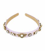 Haarband Diadeem 2cm – Bloem Bij – Parel Stenen – Lila Paars, Nieuw