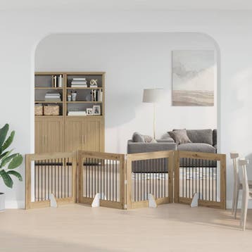 vidaXL Opvouwbaar hondenhek met standaards 4 st Artisanaal, Dieren en Toebehoren, Verzenden, Nieuw