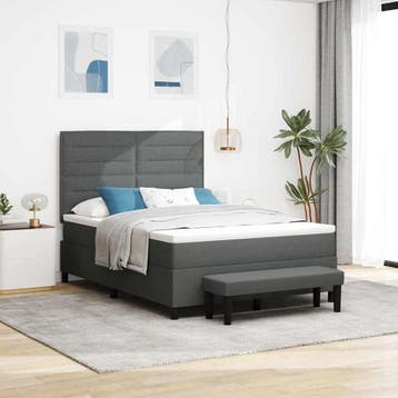 vidaXL Boxspringbed met kussen Donkergrijs 160 x 200 cm Stof, Verzenden, Nieuw, Tweepersoons, Stof