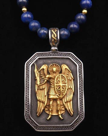 Lapis lazuli - Ketting Sint-Michaël Aartsengel – Goddelijke