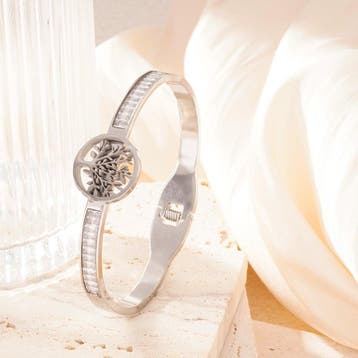 Natuurlijke boom roestvrij staal zilverkleurige damesarmband, Verzenden, Nieuw